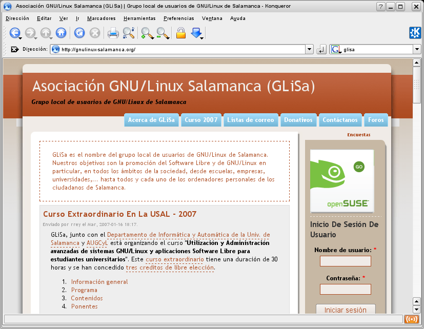 Konqueror visualizando la pagina de terra